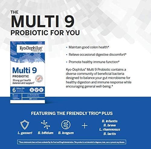 Kyolic Kyo-Dophilus Multi 9 Probiotic Strong Gut Health Balance and Support* 180 Capsules