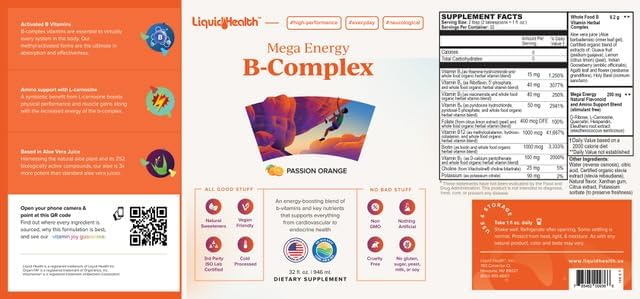 LIQUIDHEALTH High Performance Vitamin Bundle for Adults with Mega Energy B-Complex Complete Multiple Multivitamin &amp Organic Vitamin B12 Drops - Boost Natural Energy &amp Improve Athletic Perform