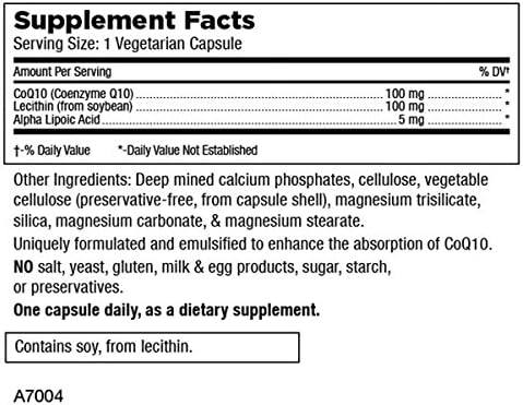 Mt. Angel Vitamins CoQ10 100mg Plus Alpha Lipoic Acid Superior Absorption Natural Supplement Form of Coenzyme Q10 with ALA 30 Vegetarian Capsules