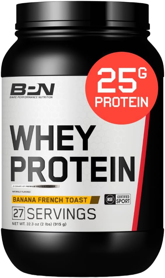 BARE PERFORMANCE NUTRITION BPN Whey Protein Powder Whey Protein Concentrate Native Micellar Casein Amazing Mixability Banana French Toast