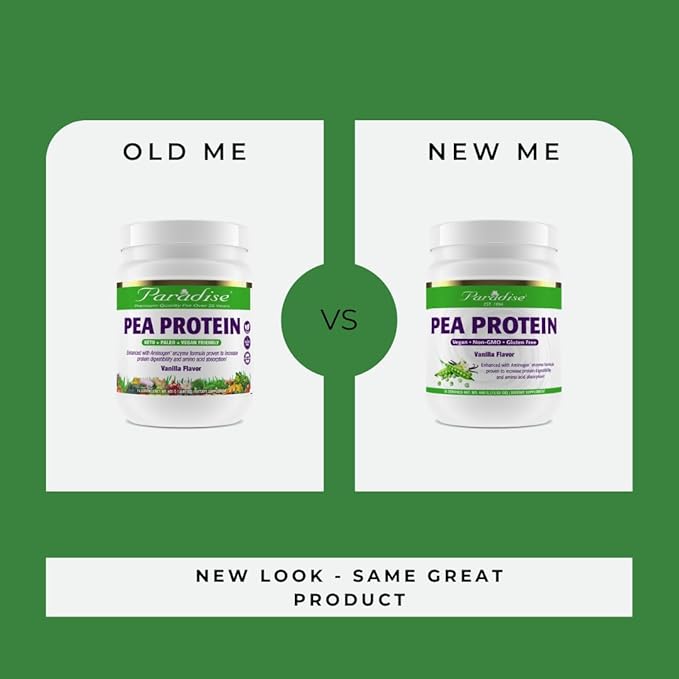 Paradise Herbs Certified Organic Pea Protein Powder Vanilla Flavor Vegan Gluten Free Non-GMO Keto Paleo 15 Servings 15.87 oz