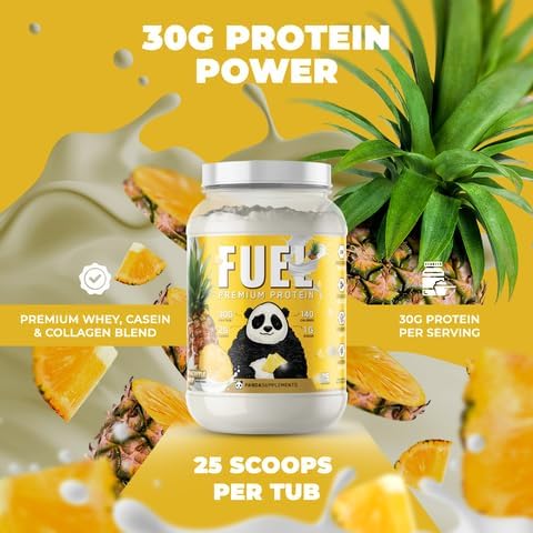 Underground Bio Labs Panda Fuel Premium Protein WheyHydrolyzed CollagenCaseinProbiotics Enzymes Keto FriendlyTime Release 25 Servings (2.5 Pound Pineapple Whip)