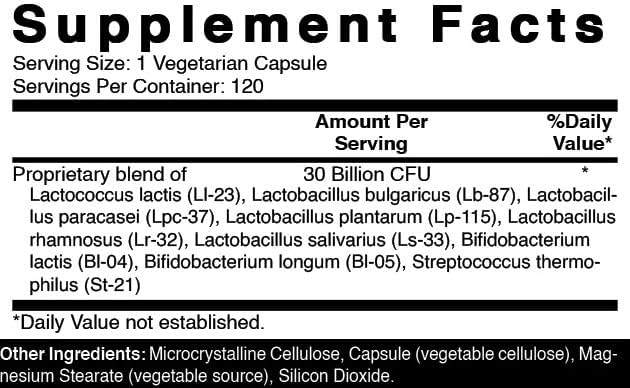 Oxify Probiotic 30 Billion CFU's | 120 Vegetarian Capsules | Gluten-Free Non-GMO | Supplement Made in USA