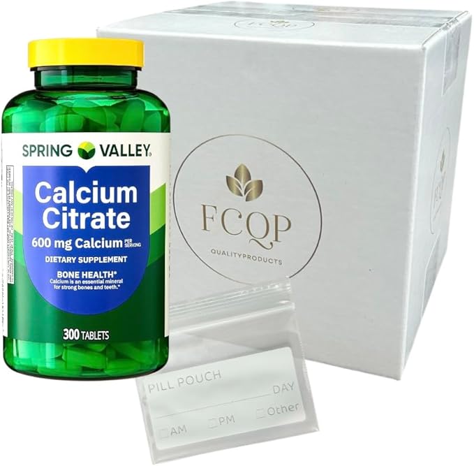Spring Valley - Calcium Citrate Bone Health Supplement 600mg 300 Count Pill Pouch + Sticker at no Cost