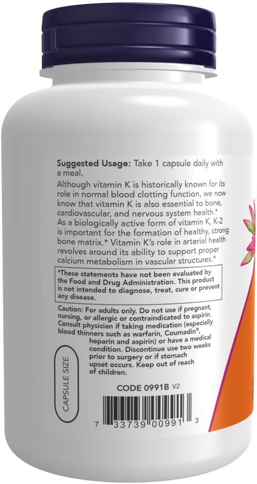 NOW Foods Vitamin K-2 250 Vegetable Capsule