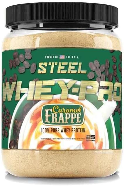 Steel Supplements Whey-Pro | Whey Protein Powder for Men and Women | Caramel Frappe | 25 Servings (1.69lbs) | BCAA Amino Acids | Essential Amino Acids | Gluten Free | Low Carb