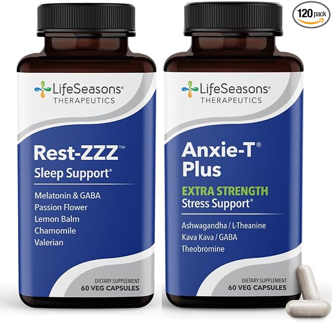 LifeSeasons Anxie-T Plus - Extra Strength with Sleep Support - Supports Mood &amp Mental Focus - Feel Calm &amp Relaxed - Eases Tension &amp Nervousness Ashwagandha Kava GABA &amp L-Theanine -