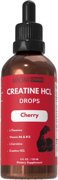 Creatine HCL Liquid Drops for Men &amp Women - 2ml Per Serving L-Theanine Vitamin B12 &amp B6 L-Carnitine - High Absorption 4 Fl Oz (120ml) (4 FL OZ Cherry)