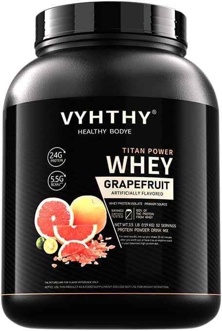 Grapefruit Flavored Whey Protein Powder24g Protein per Serving Fast-Absorbing Concentrated whey Protein Low Sugar Gluten-Free Natural Flavor3.5lbs(56oz)