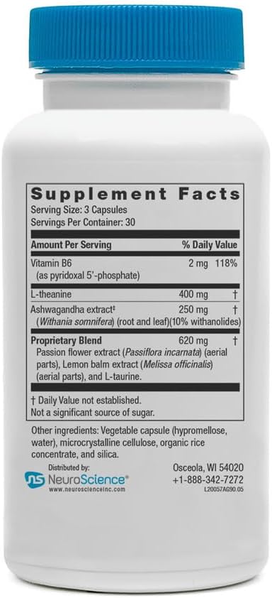 Neuroscience Alpha GABA Supplements - Mood Support Capsules with GABA &amp L-Theanine - Calming Supplements for Adults for Day or Night Anxiousness (90 ct)