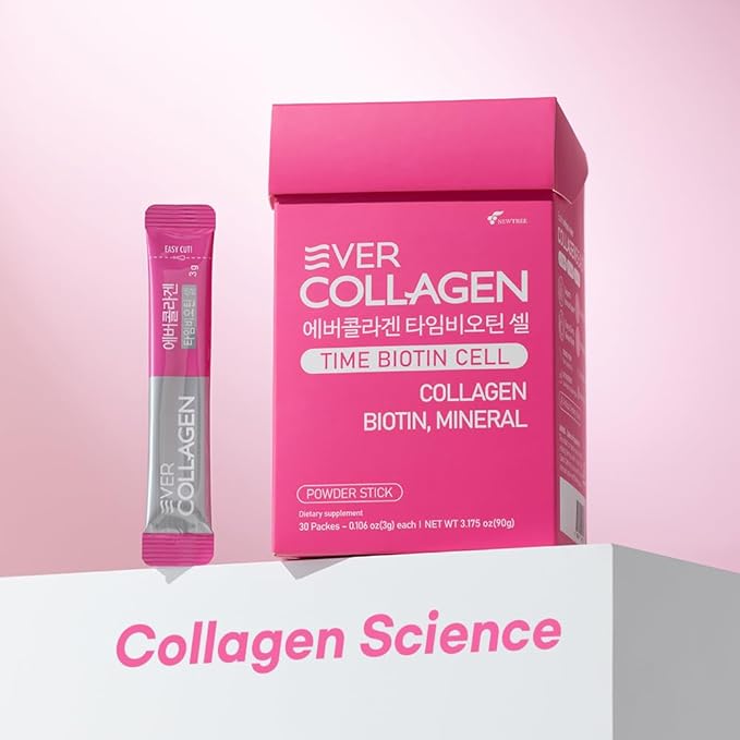 Time Biotin Cell Low Molecular Weight Marine Collagen Peptides Powder Supplement Travel Packets for Skin Hair and Nails 30 Sticks