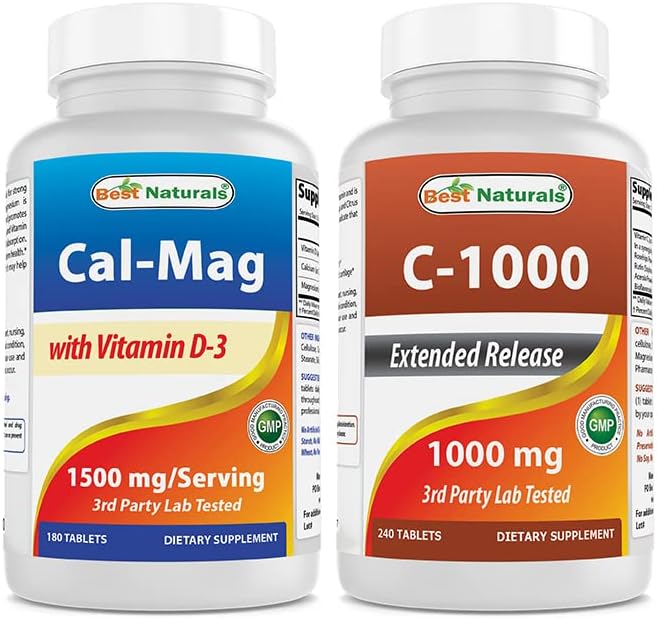 Best Naturals Calcium Magnesium with Vitamin D3 1500mg &amp Vitamin C 1000 mg