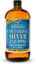 Natural Path Silver Wings Colloidal Silver Liquid - Enhanced Immune Support Supplement - 250ppm (1250mcg) - 32oz