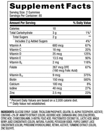 Equate Women's Multivitamin Gummies for Skin Mixed Berry Orange and Peach 170 Count + Dri Store Sticker.