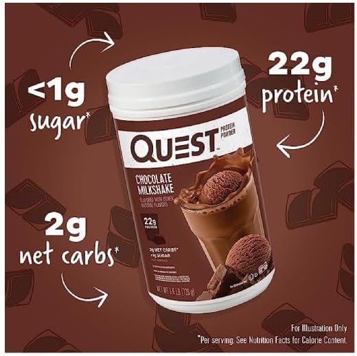 Quest Chocolate Milkshake Protein Powder Bundle 22g Protein 2g Net Carbs 1g Sugar Low Carb Gluten Free 3 Pound and 1.6 Pound