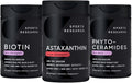 Sports Research® Healthy Skin and Hair Support - Vegan Biotin 10000mcg with Coconut Oil Triple Strength Astaxanthin 12mg and Phytoceramides 350mg per Softgel · Non-GMO · Vegan · Gluten-Free