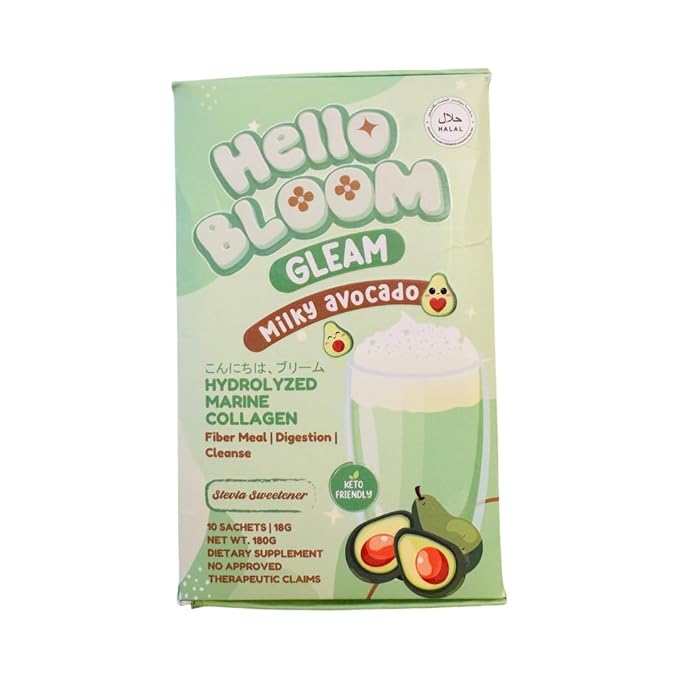 Hello Bloom Gleam Milky Powder Drink [10 Sachets x 18g] 6.3 Ounce (Pack of 1) Milky Avocado