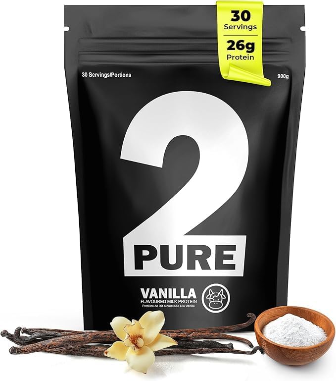 2-Pure Protein Powder - Only 2 Ingredients | Keto Unsweetened Low Carb Gluten Free Non-GMO | 26G Milk Protein Isolate Powder - 30 Servings (2 Pound Real Vanilla)