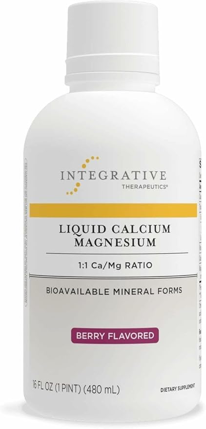 Integrative Therapeutics Liquid Calcium Magnesium - Liquid Supplement that Supports Bone Health* - Includes Vitamin D3 &amp a Magnesium Complex - Gluten-Free &amp Dairy-Free - Berry 16 oz (32 Servi