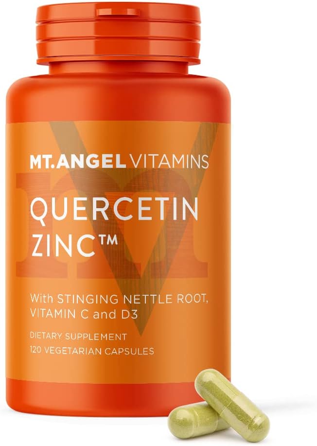 Mt. Angel Vitamins - Zinc Quercetin with Bromelain Supplement – Immune Support &amp Respiratory Health - Quercetin 500mg Capsules | Zinc 50mg | Vitamin C Capsules | Immune Booster for Adults - 120ct.
