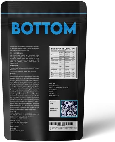 Bottom Fiber Supplement for Effortless Prep Time - Helps Promote Digestive Regularity - Psyllium Husk Based - for Men Who Bottom 120 Capsules