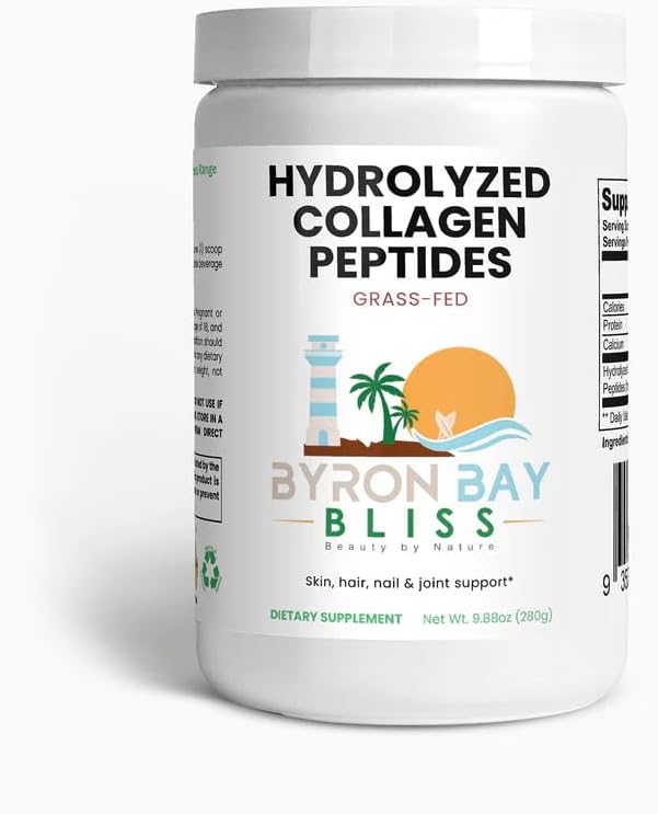 Grass-Fed Hydrolyzed Collagen Peptides Powder Unflavored 0.62lb Types 1 &amp 3 Skin Hair Nails Support