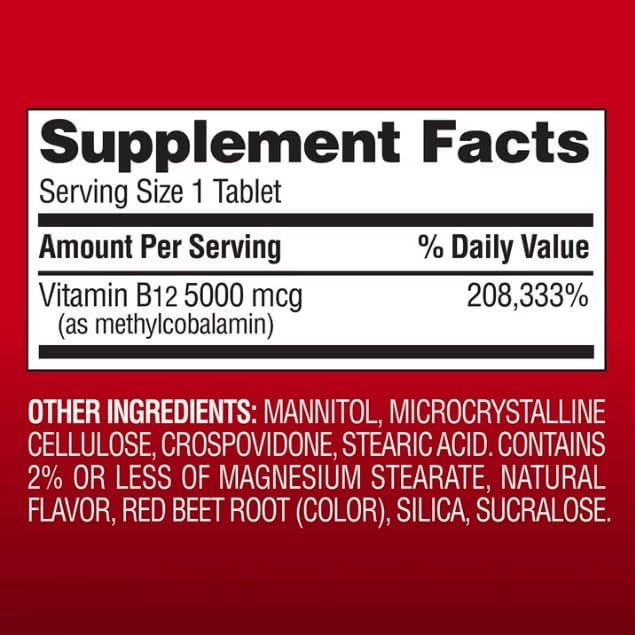 Vitamin B12 Quick Dissolve Tablets 5000 mcg Cherry 300 ct.