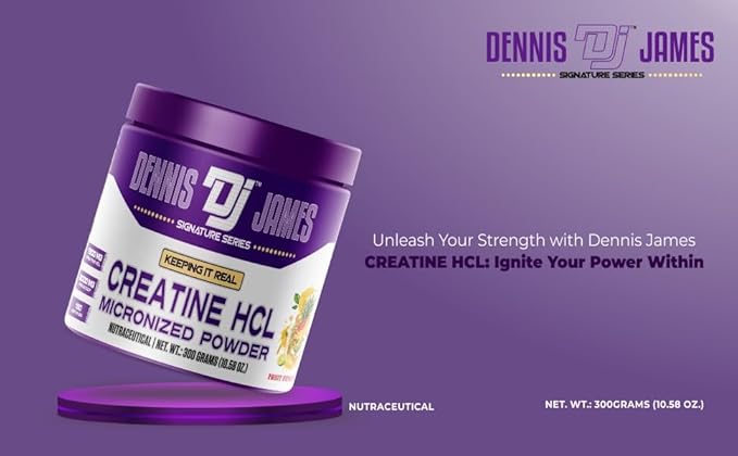DENNIS JAMES Signature Series Creatine Hcl | Micronized Powder | 150 Serving 300g | Fruit Punch