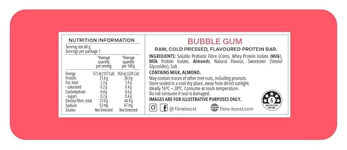 Fibre Boost Cold Pressed Bubblegum flavoured Protein Bar