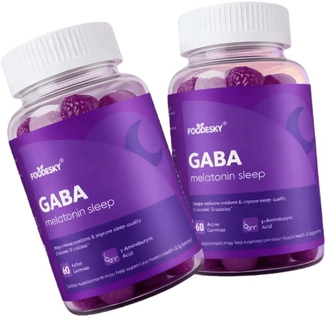 GABA Sleep Gummies | Natural Mood Support &amp Restful Sleep | 60 Gummies | Sugar-Free Calorie-Free | Non-Habit Forming (2PCS)