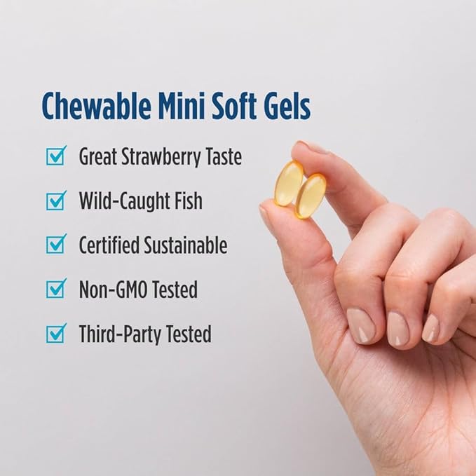 Nordic Naturals Ultimate Omega Jr. Strawberry - 120 Mini Soft Gels - 680 Total Omega-3s with EPA &amp DHA - Brain Health Mood Learning - Non-GMO - 60 Servings