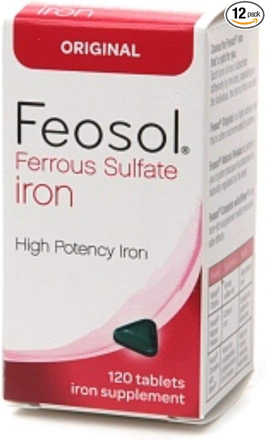 Feosol Ferrous Sulfate Iron Original Tablets 120 ea (Pack of 12)