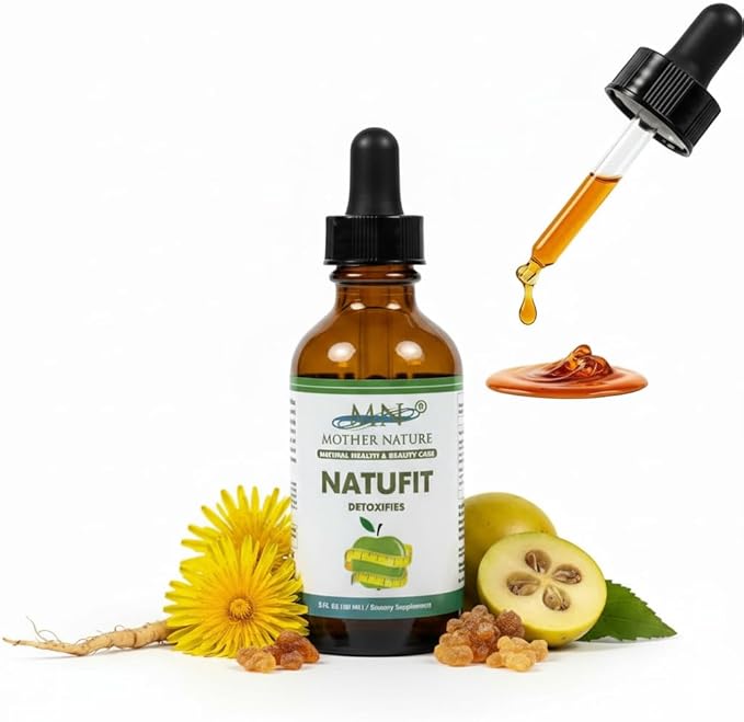 Mother Nature Natufit Detoxifies (Commiphora wightii) Mushrooms &amp Herbs Liquid Extract - 1000mg - 2 oz - Made in USA