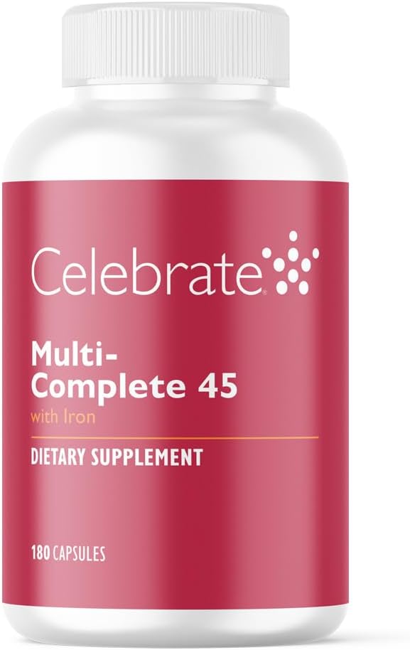 Celebrate Vitamins Multi-Complete 45mg Iron – Daily Bariatric Multivitamin for Sleeve Gastrectomy and Gastric Bypass Surgery Patients – Essential Vitamins &amp Minerals (180 Capsules)