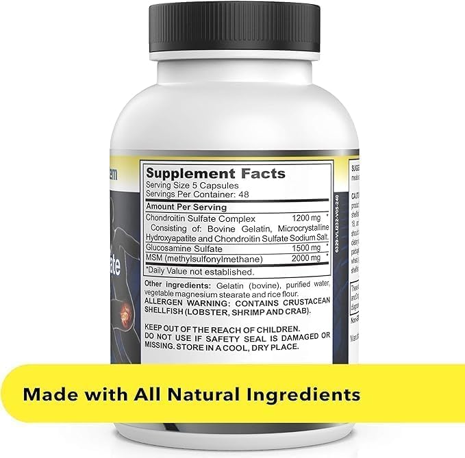 Advanced Mobility &amp Flexibility Support Formula with Glucosamine Chondroitin &amp MSM – 240 Capsules for Active Lifestyles &amp Daily Wellness