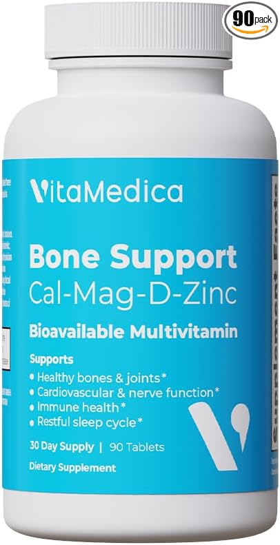 VitaMedica | Bone Support | Supplement for Bones and Joints | Calcium | Magnesium | Vitamin D &amp Vitamin K | Boron | Chelated Minerals | Bone Support | Natural Sleep | Made in USA | 90 Ct | 30 Serv
