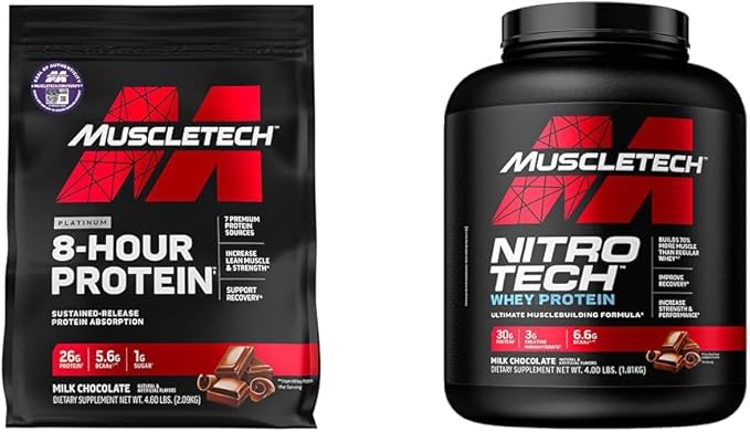 Muscletech Whey Protein Powder Phase8 Protein Powder | Whey &amp Casein Protein Powder Blend &amp Whey Protein Powder Nitro-Tech Whey Protein Isolate &amp Peptides | Milk Chocolate 4 Pounds