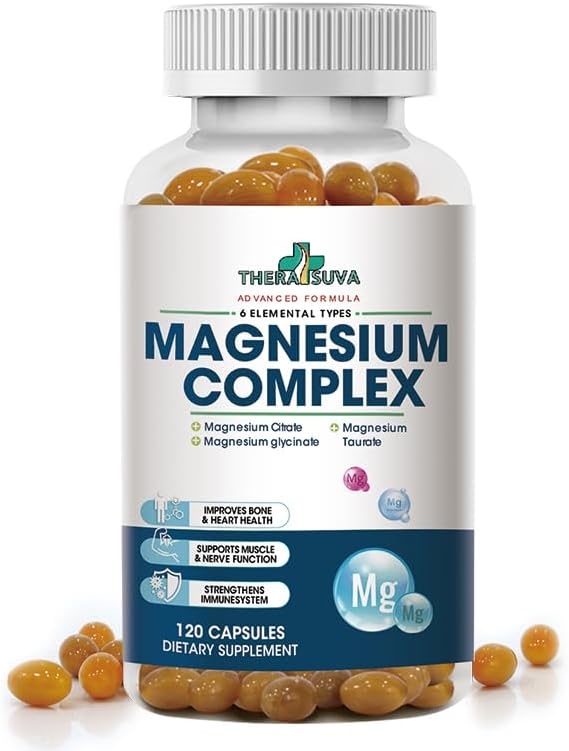 High Absorption Magnesium Complex | 6 Element Magnesium Complex for Muscle Bone &amp Nerve Health 2 Month Supply 120 Softgels