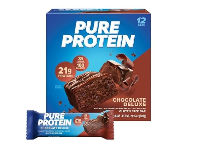 Pure Protein Bars High Protein Nutritious Snacks to Support Energy Low Sugar Gluten Free Chocolate Deluxe 1.76 oz. 48 Count