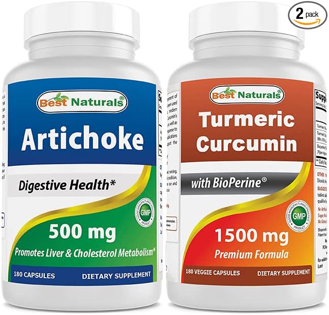 Artichoke Extract 10000 mg &amp Turmeric Curcumin 1500mg/Serving with Bioperine