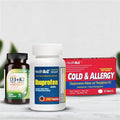 HealthA2Z® Total Home Relief &amp Vitality Bundle | Cold &amp Allergy Tablets (72 Count) + Ibuprofen 200mg (250 Count) + Vitamin D3 (5000 IU) + K2 MK-7 Softgels with Virgin Coconut Oil (90 Count)