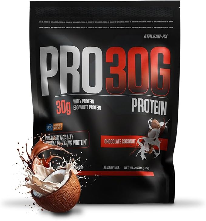ATHLEAN-X PRO-30G Premium Whey Protein Isolate Powder Chocolate Coconut Gluten-Free Low Sugar 30g of High Protein Powder for Muscle Recovery &amp Growth