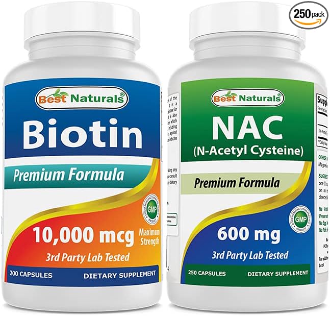 Best Naturals Biotin 10000 Mcg &amp NAC - N Acetyl Cysteine 600 mg