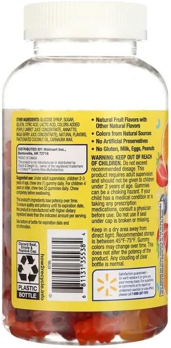 Equate Kids Multivitamin Gummies Natural Fruit Flavors 190 Count (Pack of 1) Sticker