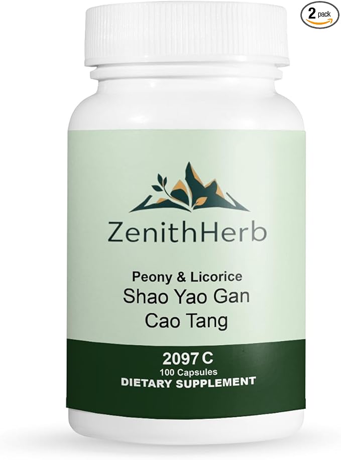 ZenithHerb-Peony &amp Licorice/Shao Yao Gan Cao Tang Herbal Supplement 100 Capsules/Bottle 2 Bottles