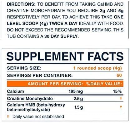 HMB + Creatine Supplement - 3g Daily HMB for Enhanced Strength Power &amp Recovery Ideal for High-Intensity Athletes 30-Day Supply