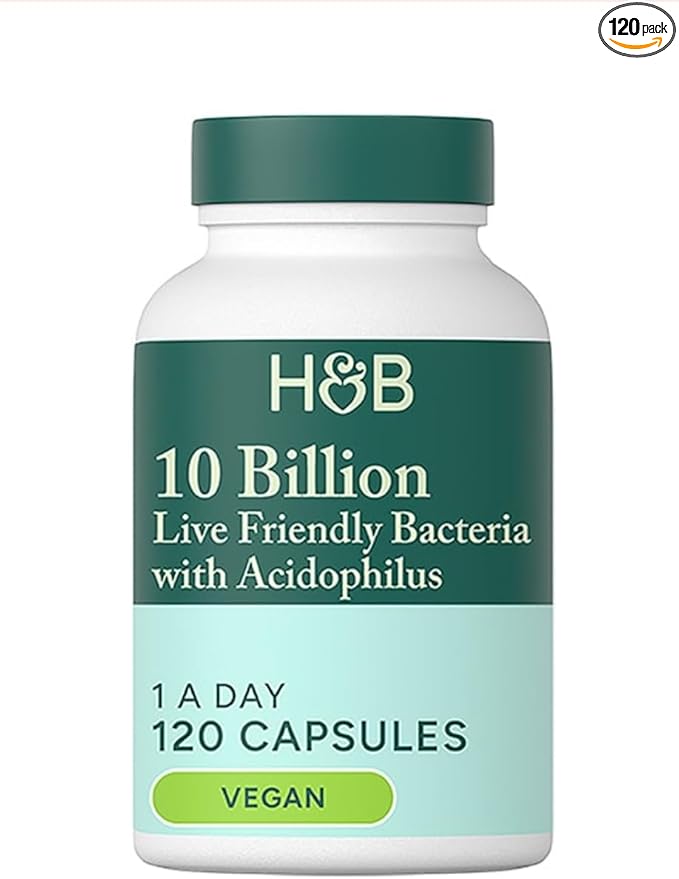 Holland and Barrett 10 Billion Live Friendly Bacteria with Acidophilus Vegan 120 Capsules
