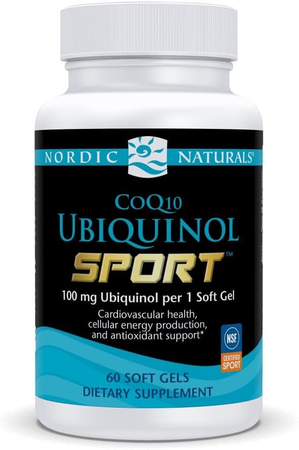 Nordic Naturals Nordic CoQ10 Ubiquinol Sport - 60 Mini Soft Gels - 100 mg Ubiquinol - Heart Health Physical Performance Cellular Energy Production - Non-GMO - 60 Servings