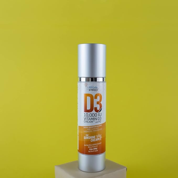 All Natural Vitamin D3 10000IU Vitamin D Cream Maximum Strength Fight Vitamin D Deficiency Naturally - with Vitamin K2 &amp Olive Leaf Extract - Three Month Supply - Safe &amp Effective (10000IU -