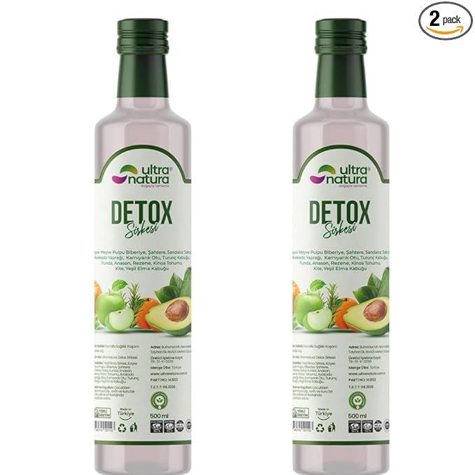 Ultra Natura Detox Vinegar 2 Packs 500 ml Organic Apple Cider Vinegar with 12 Herbal Blend – Supports Digestion Metabolism &amp Detox No Additives Non-GMO Vegan Vinegar